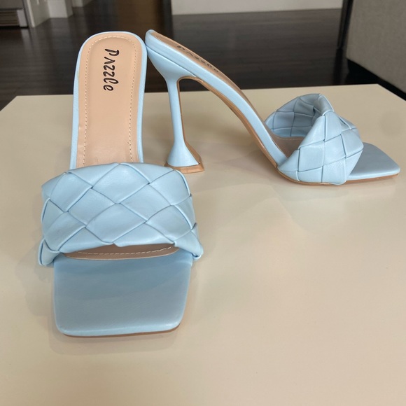 Pazzle New Cross Woven Rhombus Women High Heels Square Toe Sandal - Picture 3 of 8